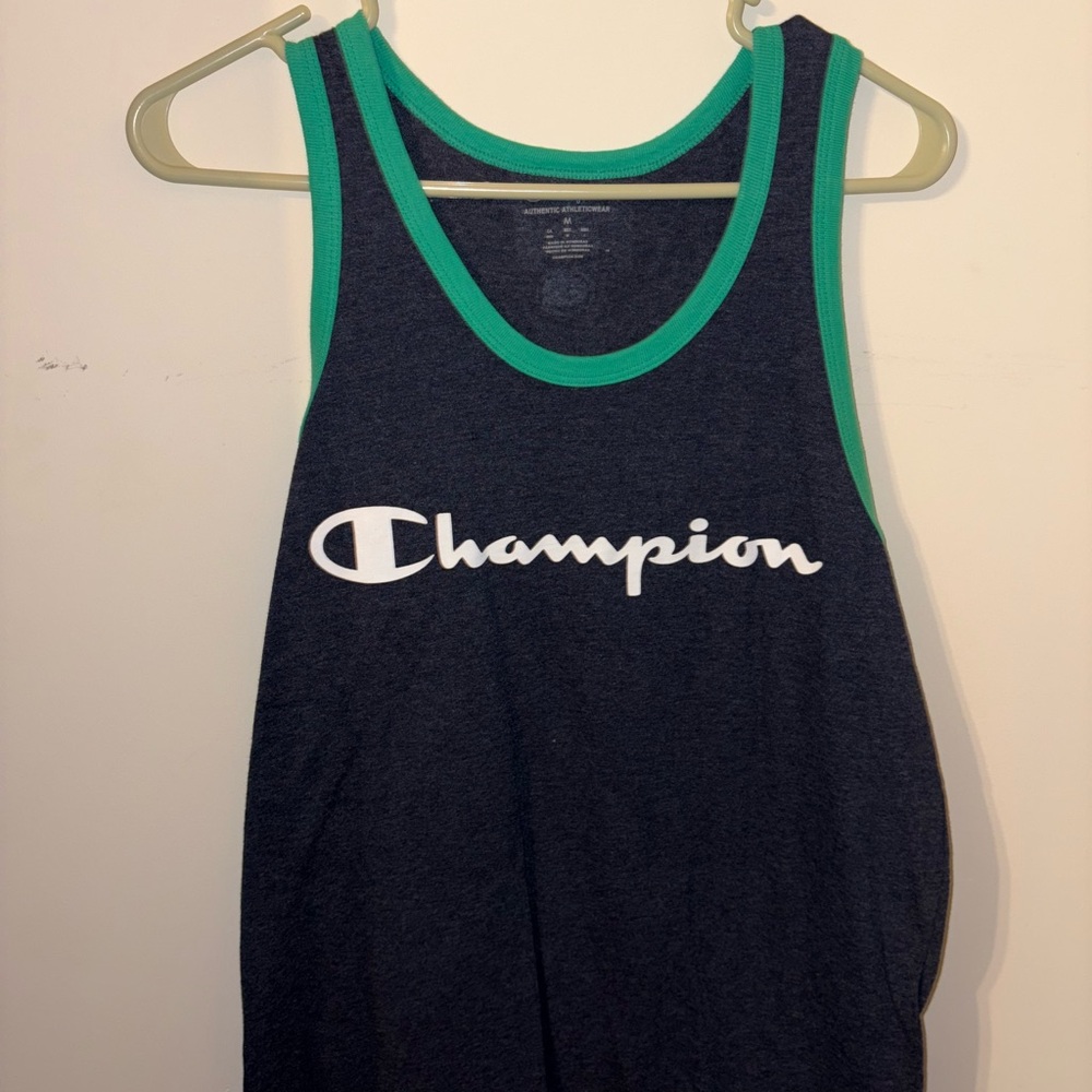 Champion Dark Blue Tank with Green Edges